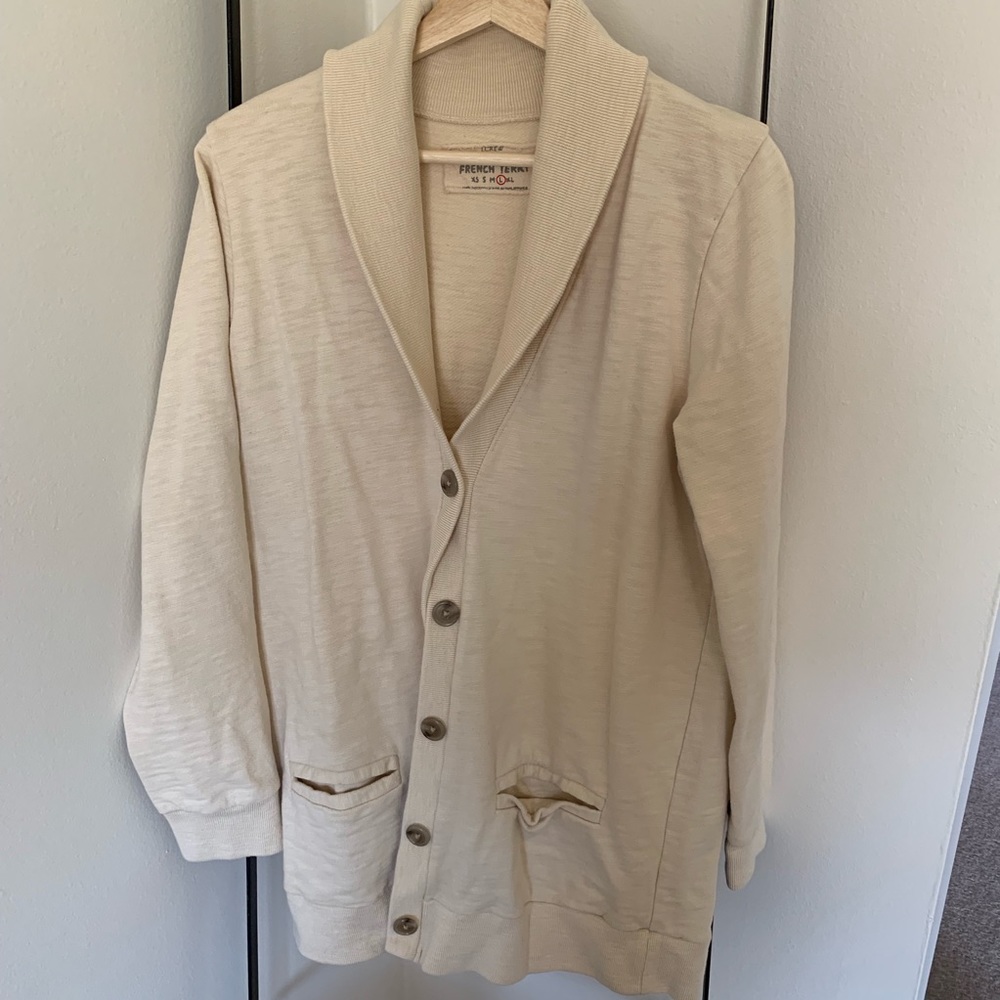 J Crew thick, comfy, long French terry sweater